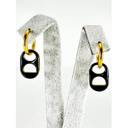 Gold Taşlı Siyah Küpe